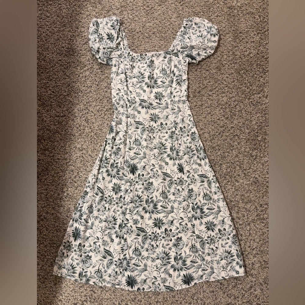 Miami Green and White Floral Midi Dress